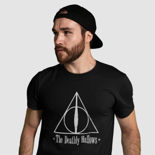 Tee-Shirt Harry Potter Noir Deathly Hallows HD