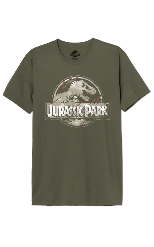 T-shirt Jurassic Park kaki Logo cracked