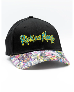 Casquette Rick et Morty noire logo visière multicolore