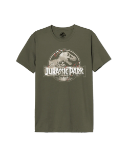 T-shirt Jurassic Park kaki Logo cracked