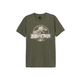 T-shirt Jurassic Park kaki Logo cracked